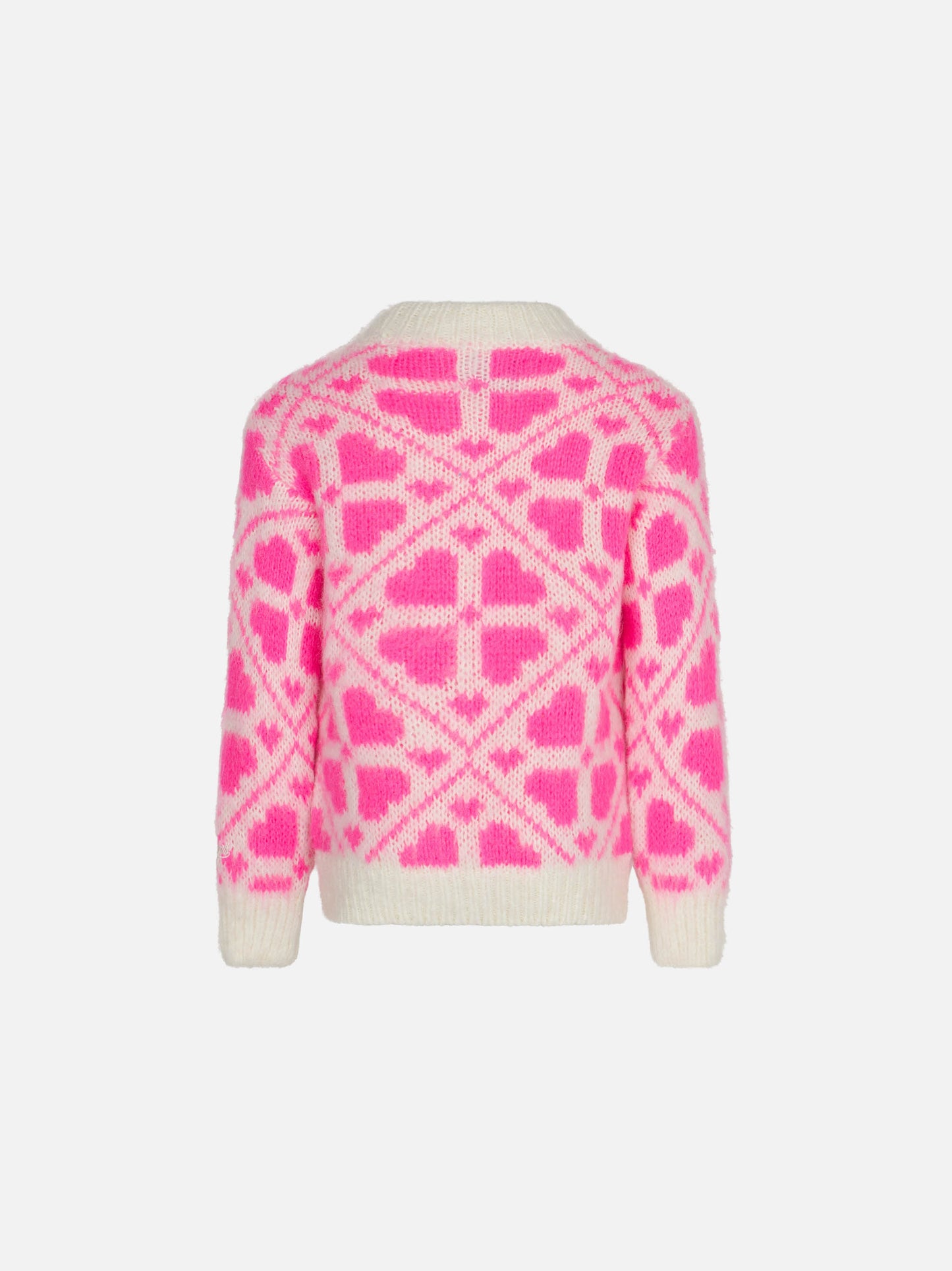 Girl brushed crewneck sweater with heart print - MC2 Saint Barth