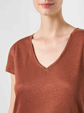 Woman brown linen t-shirt - MC2 Saint Barth