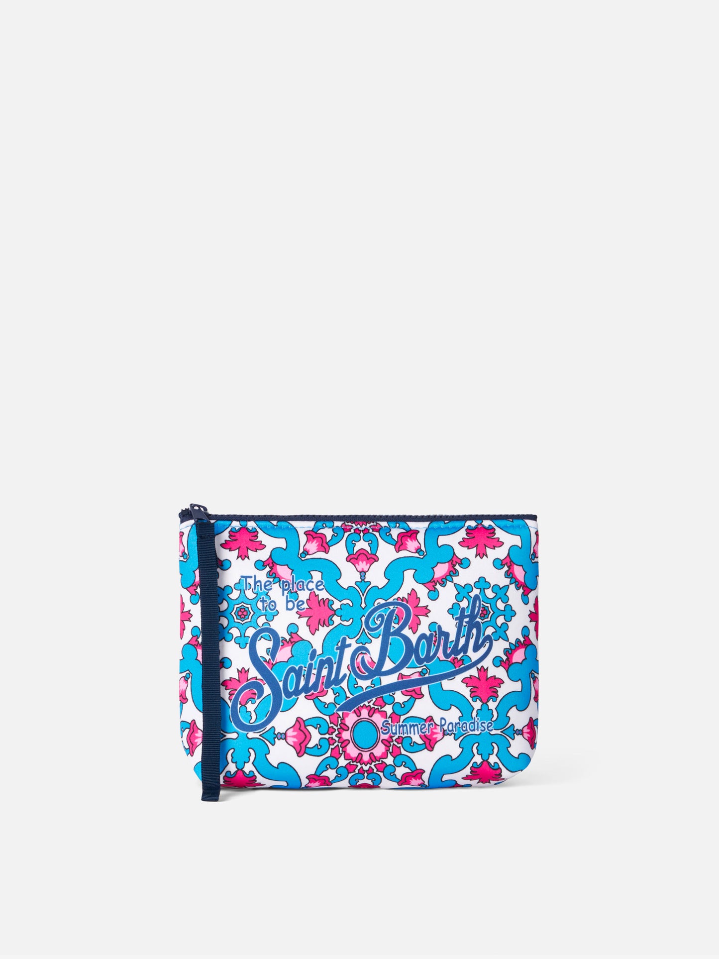 Pochette Aline in scuba con stampa maiolica