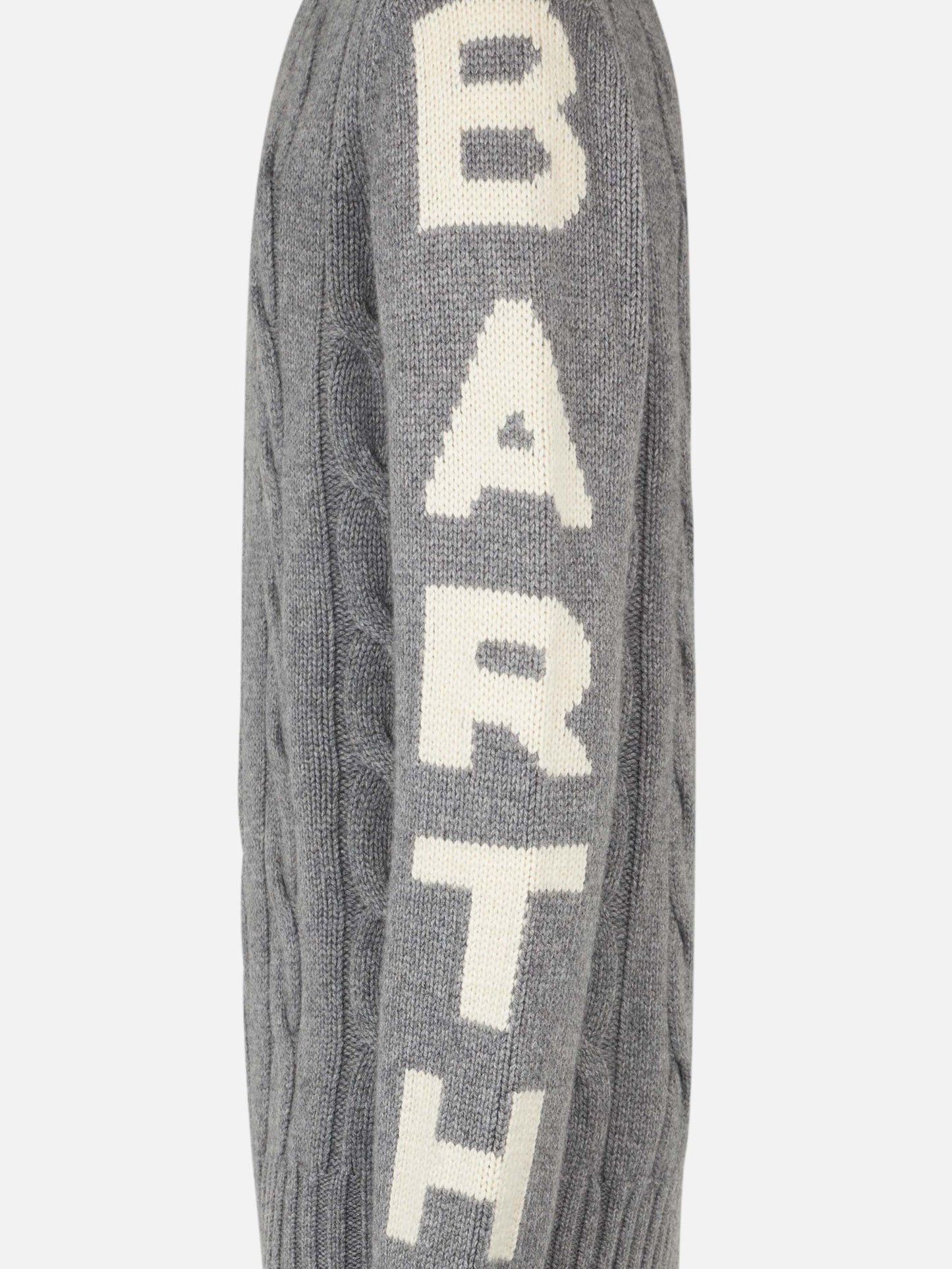 Man grey heavyweight cable knit sweater Bergen - MC2 Saint Barth