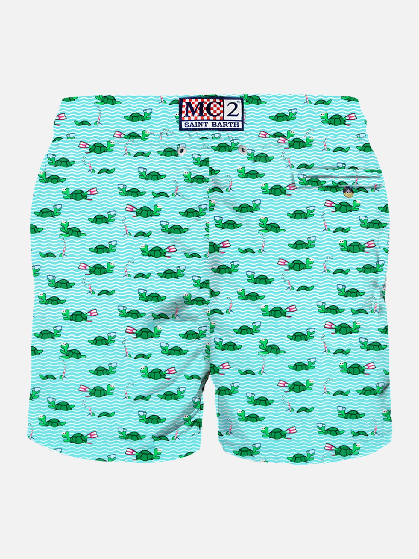 Man light fabric swim shorts with swimmer turtle print - MC2 Saint Barth