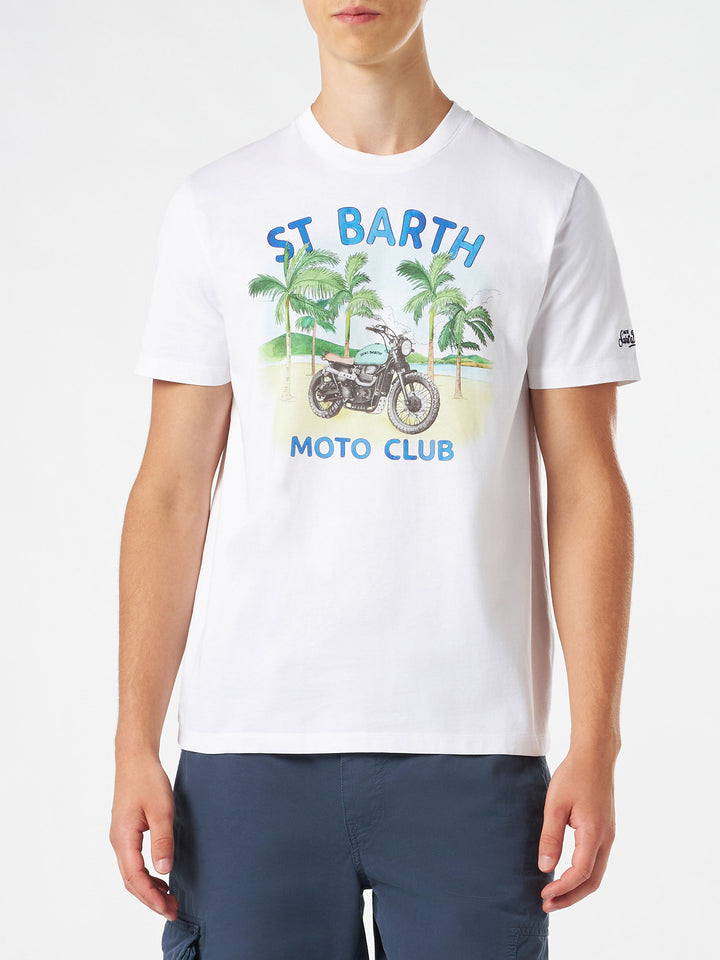 Man cotton t-shirt with motorcycle print - MC2 Saint Barth