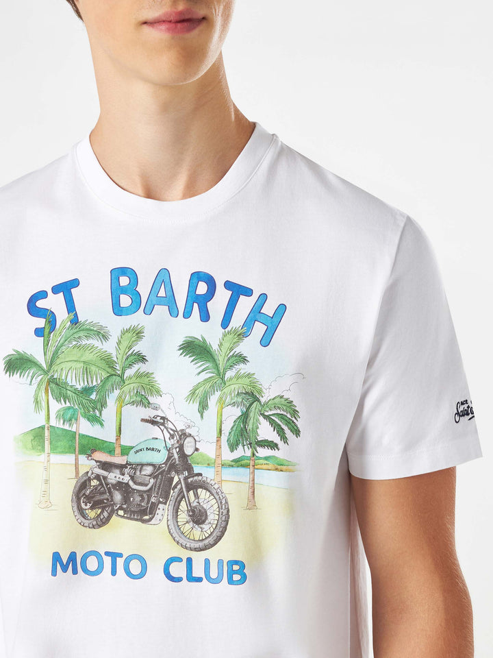 Man cotton t-shirt with motorcycle print - MC2 Saint Barth