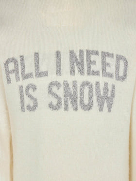 Girl crewneck sweater with All I need is snow lettering - MC2 Saint Barth