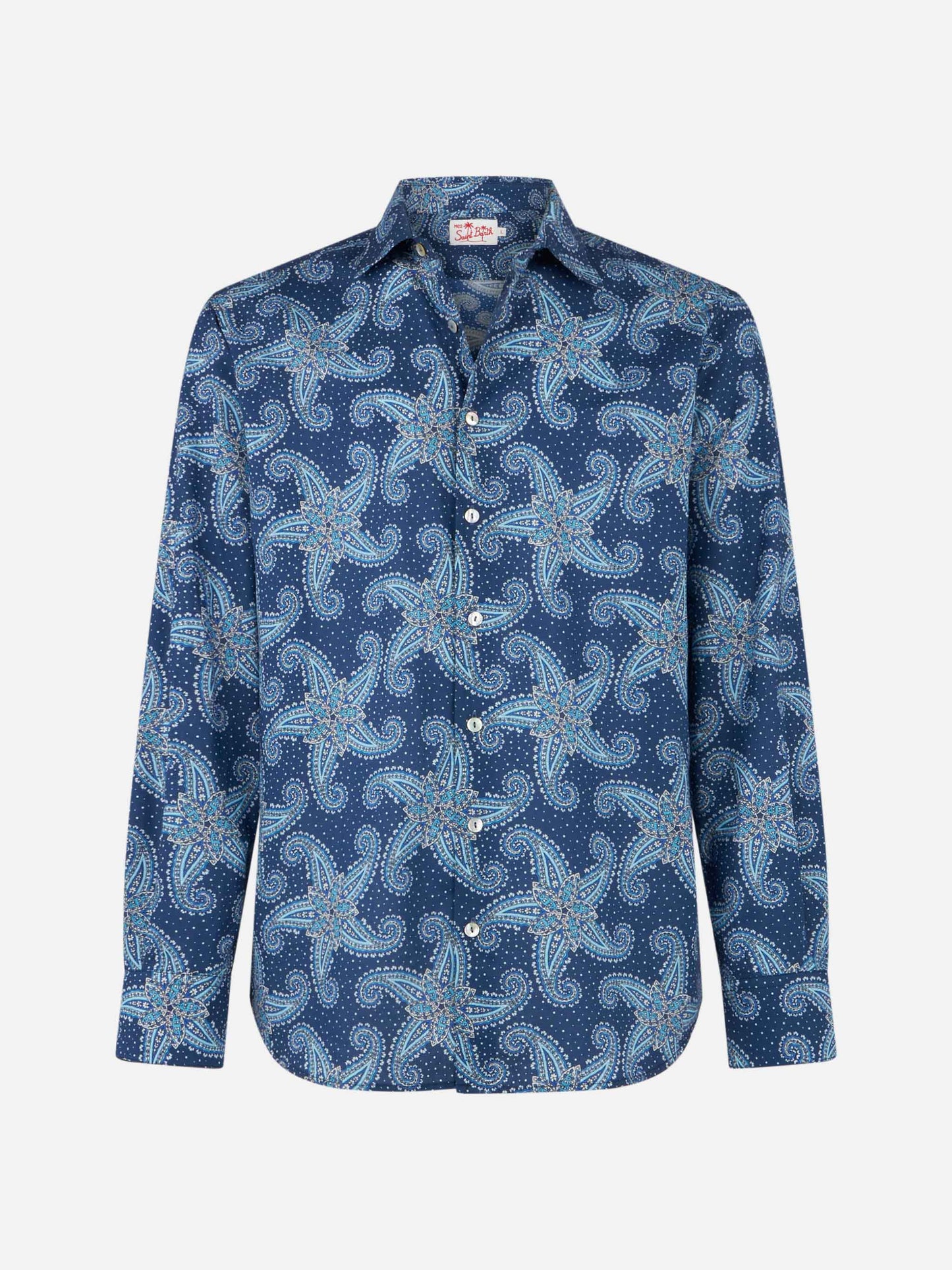 Man muslin cotton Sikelia shirt with paisley star print - MC2 Saint Barth