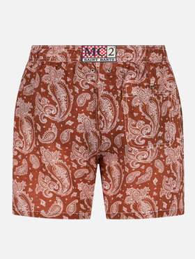 Man linen swim shorts with paisley print - MC2 Saint Barth