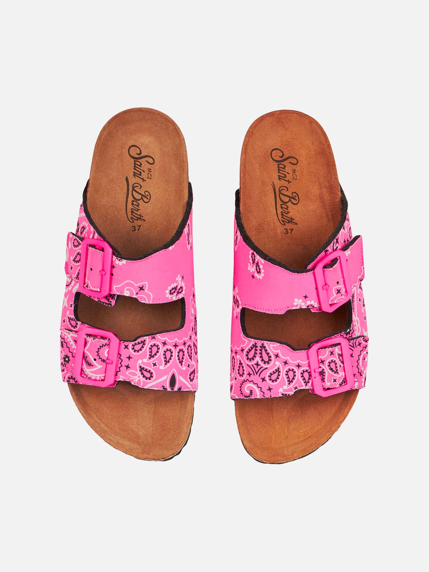 Woman sandals with pink bandanna print - MC2 Saint Barth