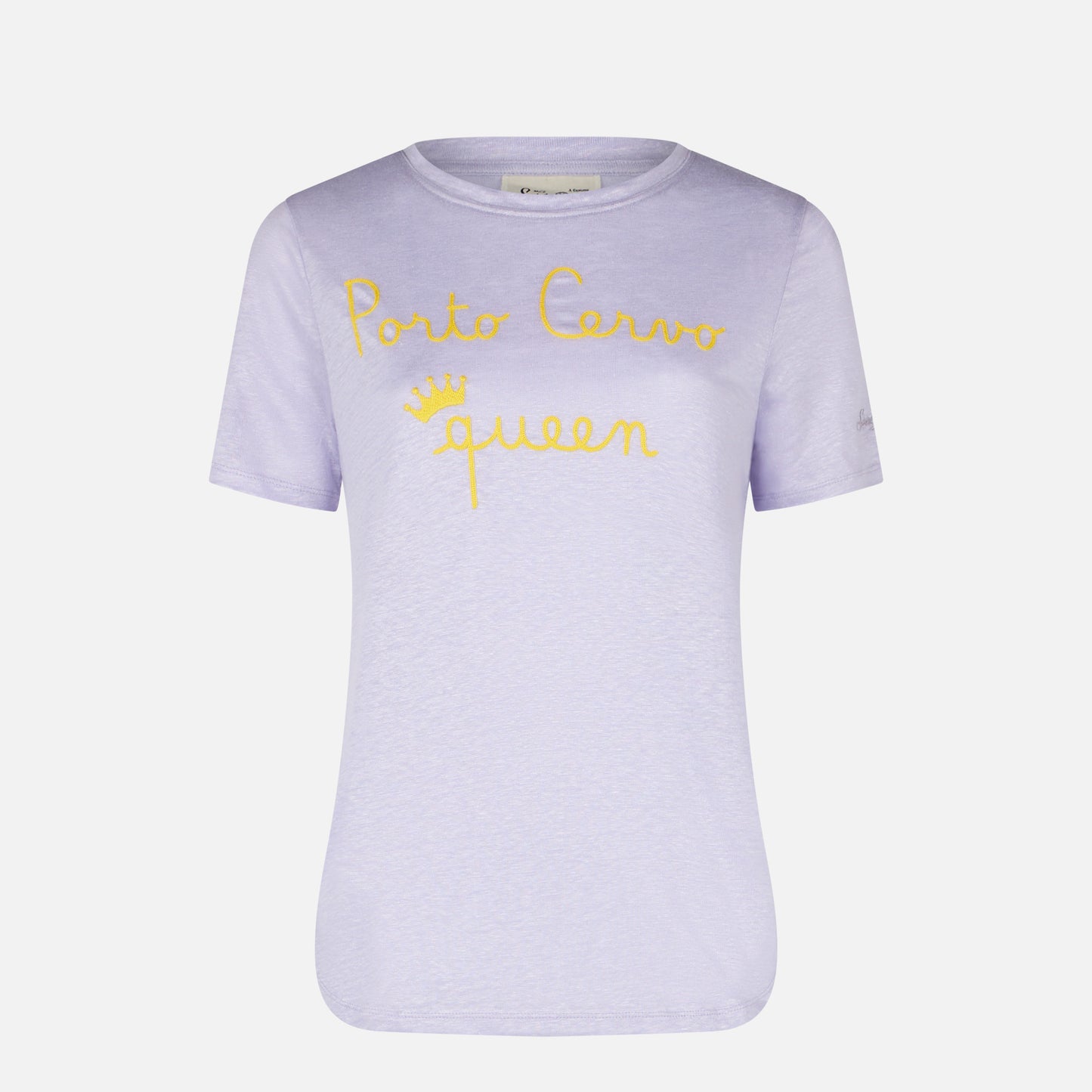 Linen t-shirt with Porto Cervo Queen embroidery