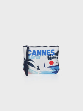 Aline Scuba-Pochette mit Cannes-Postkarten-Print