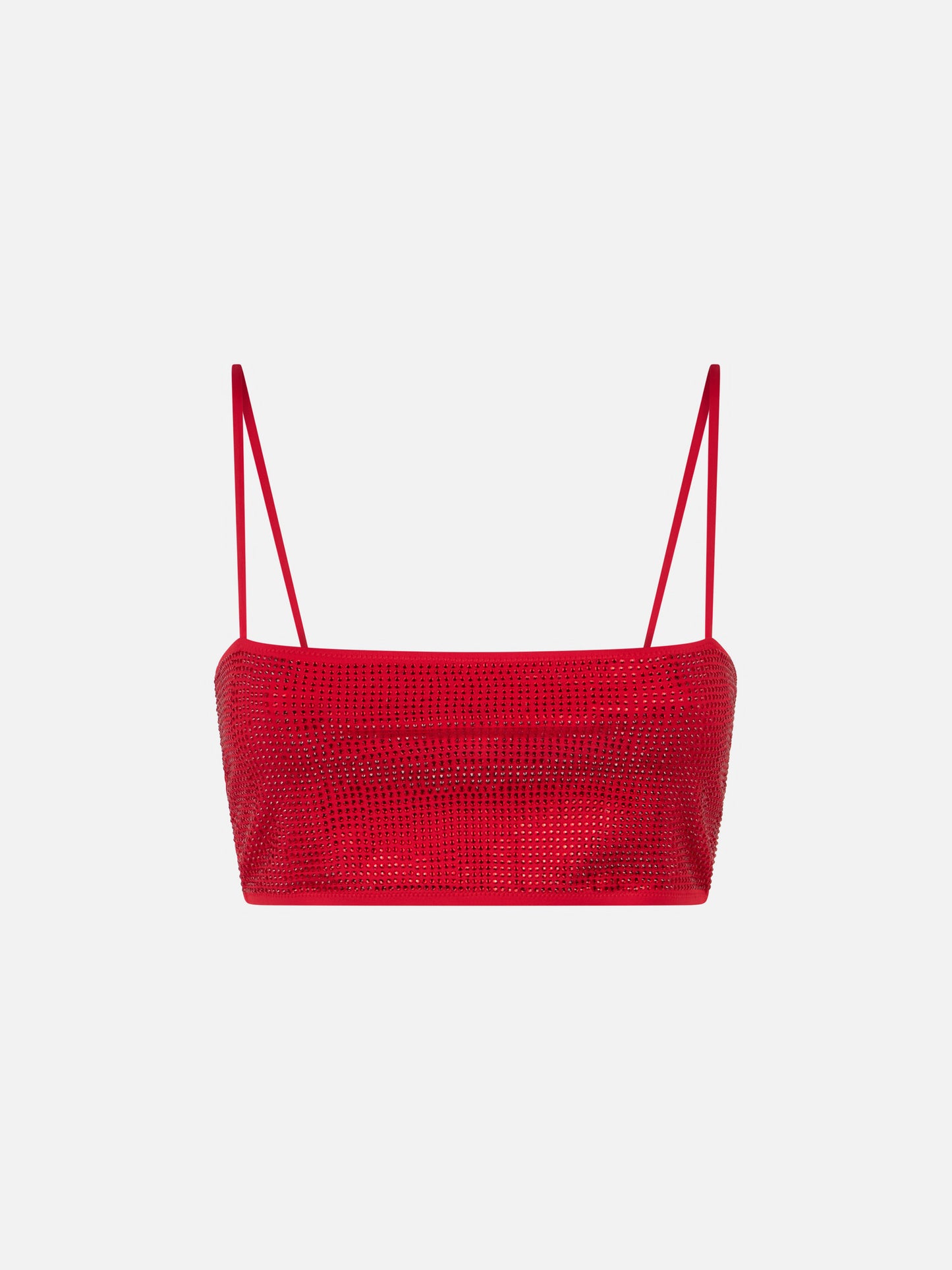 Woman bandeau red top with rhinestone