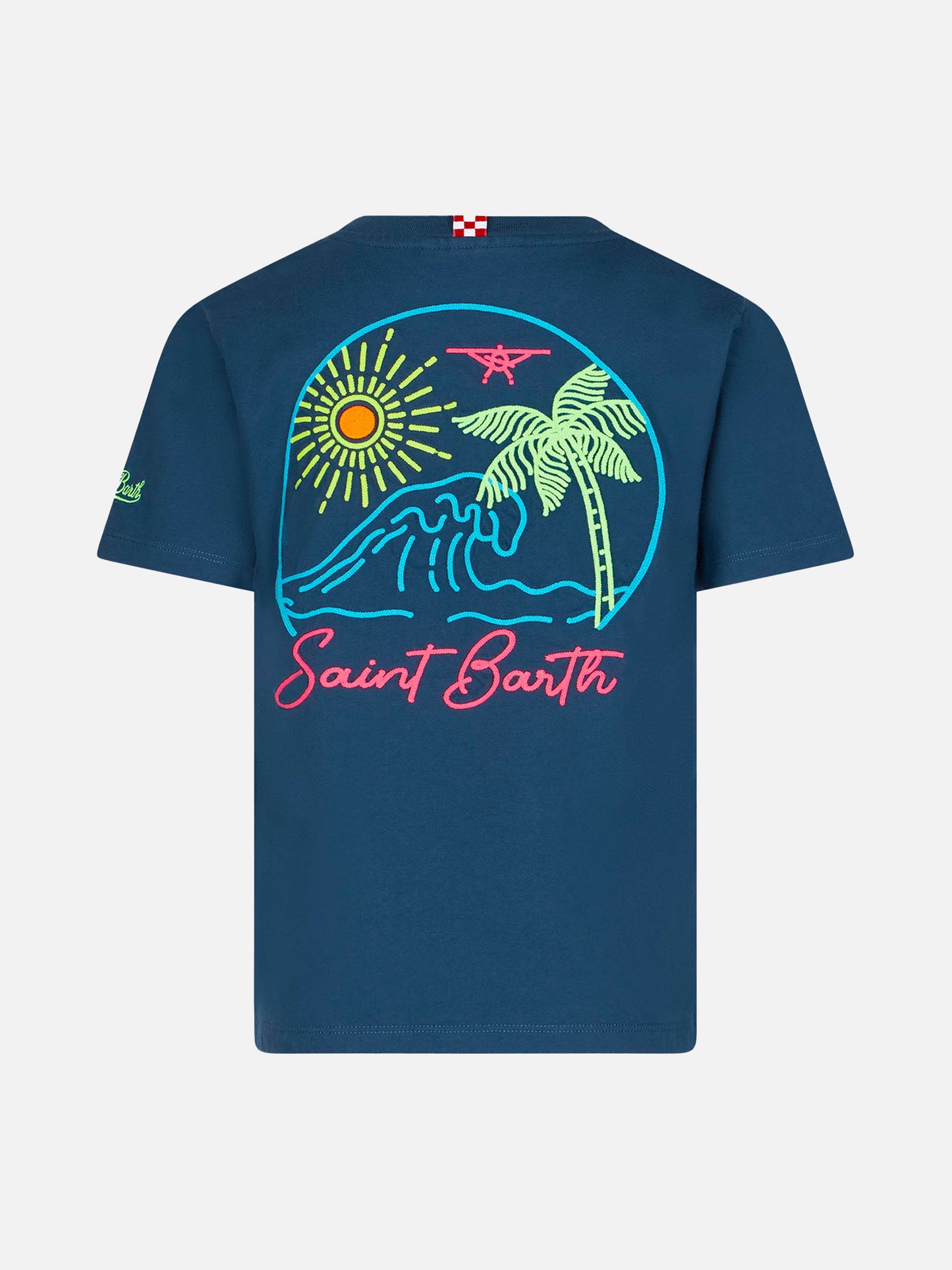 Boy blue cotton t-shirt with St. Barth beach print - MC2 Saint Barth