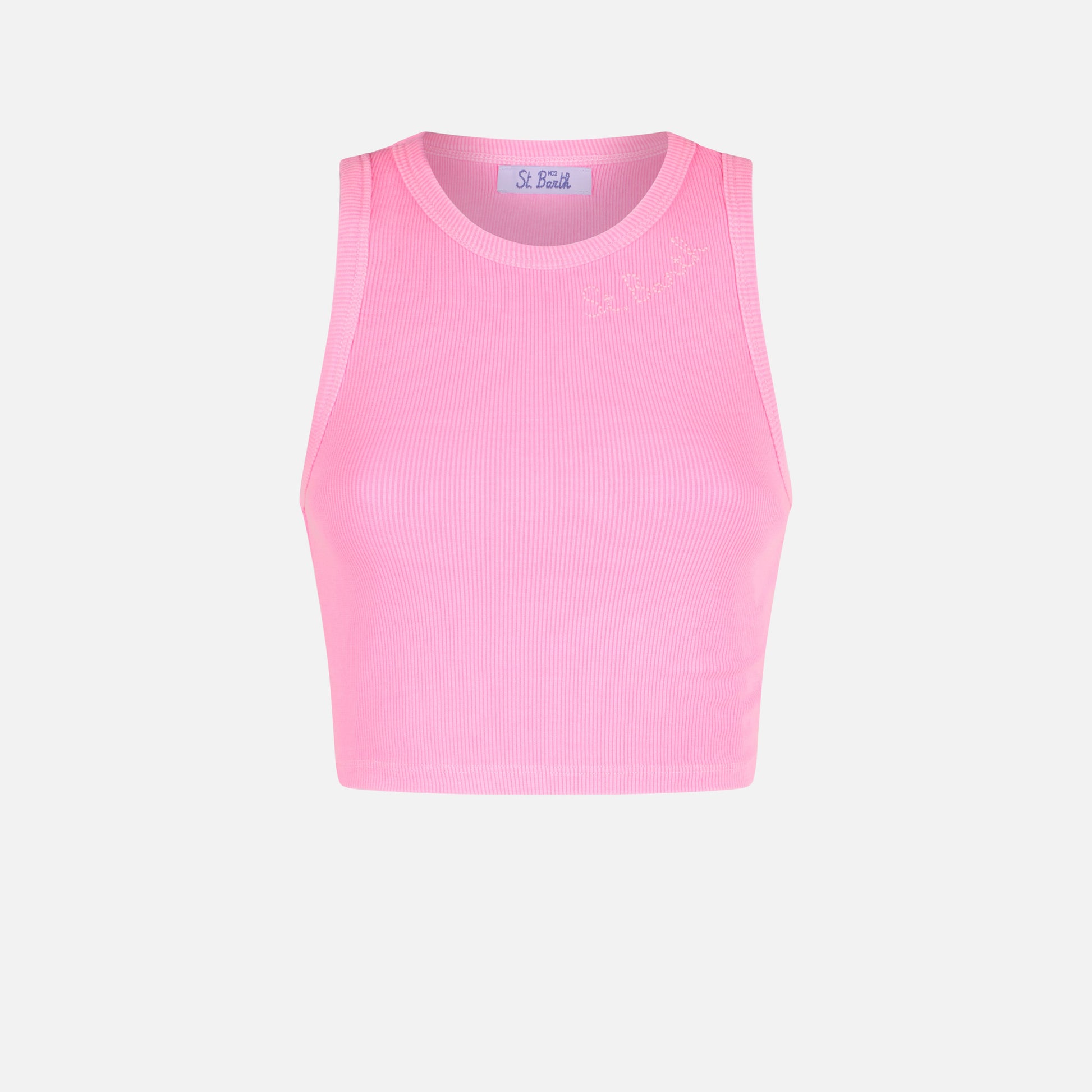 Cotton crop tank top with St. Barth embroidery - MC2 Saint Barth