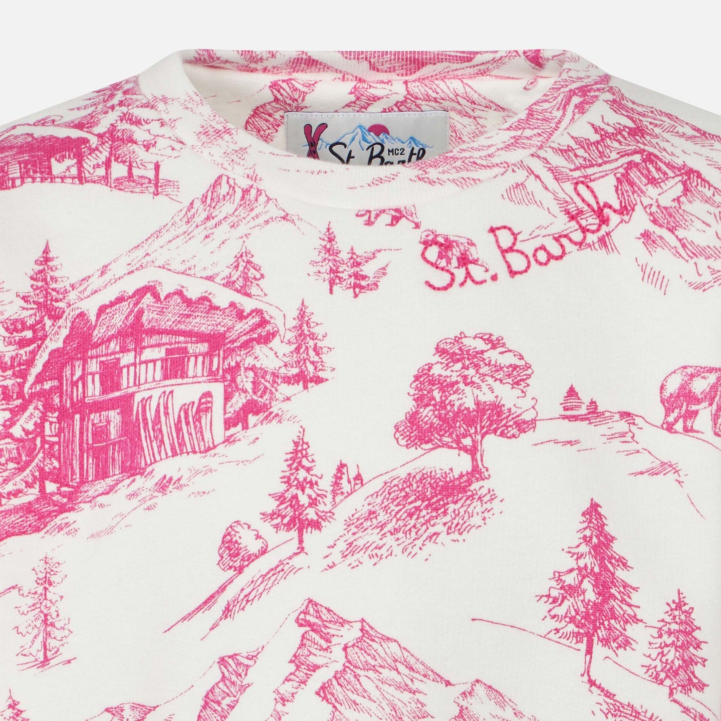 Girl crewneck sweatshirt with toile de jouy print - MC2 Saint Barth