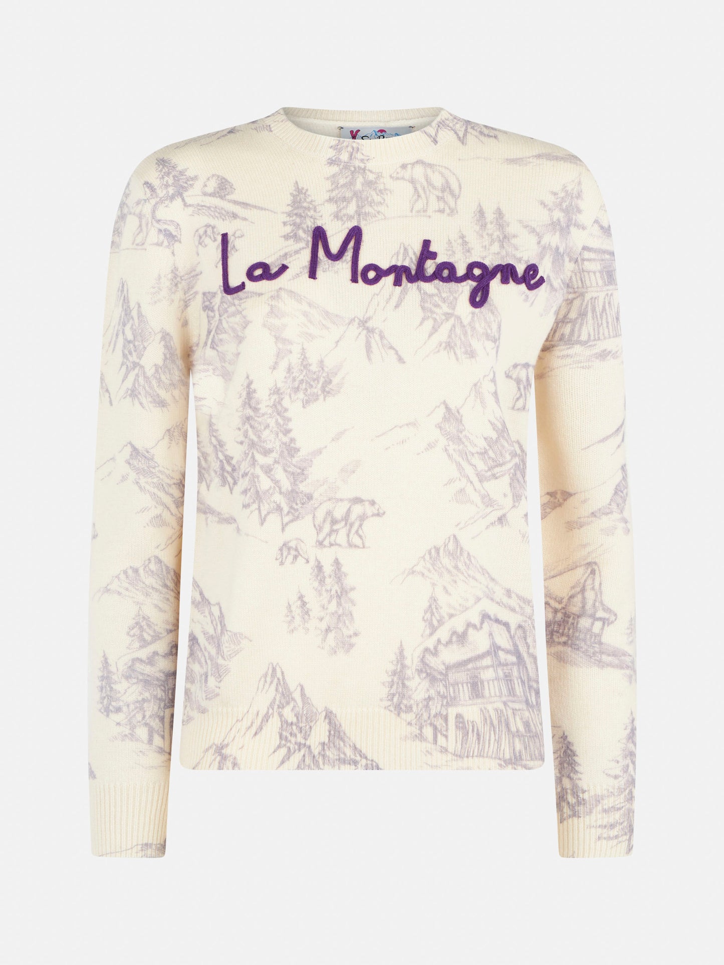 Woman crewneck sweater with La montagne print - MC2 Saint Barth
