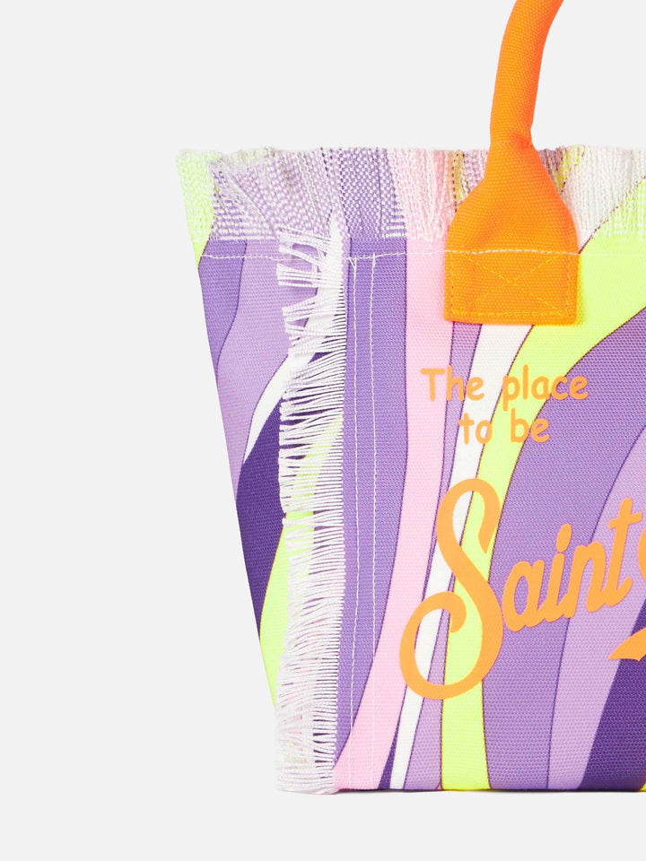 Colette multicolor cotton canvas handbag with wave print - MC2 Saint Barth