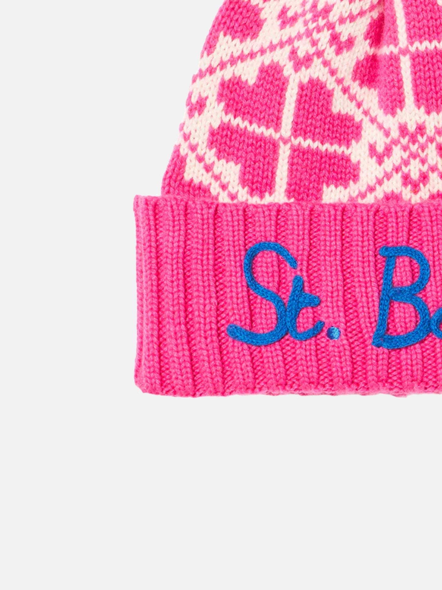 Woman fluo pink beanie with pattern - MC2 Saint Barth