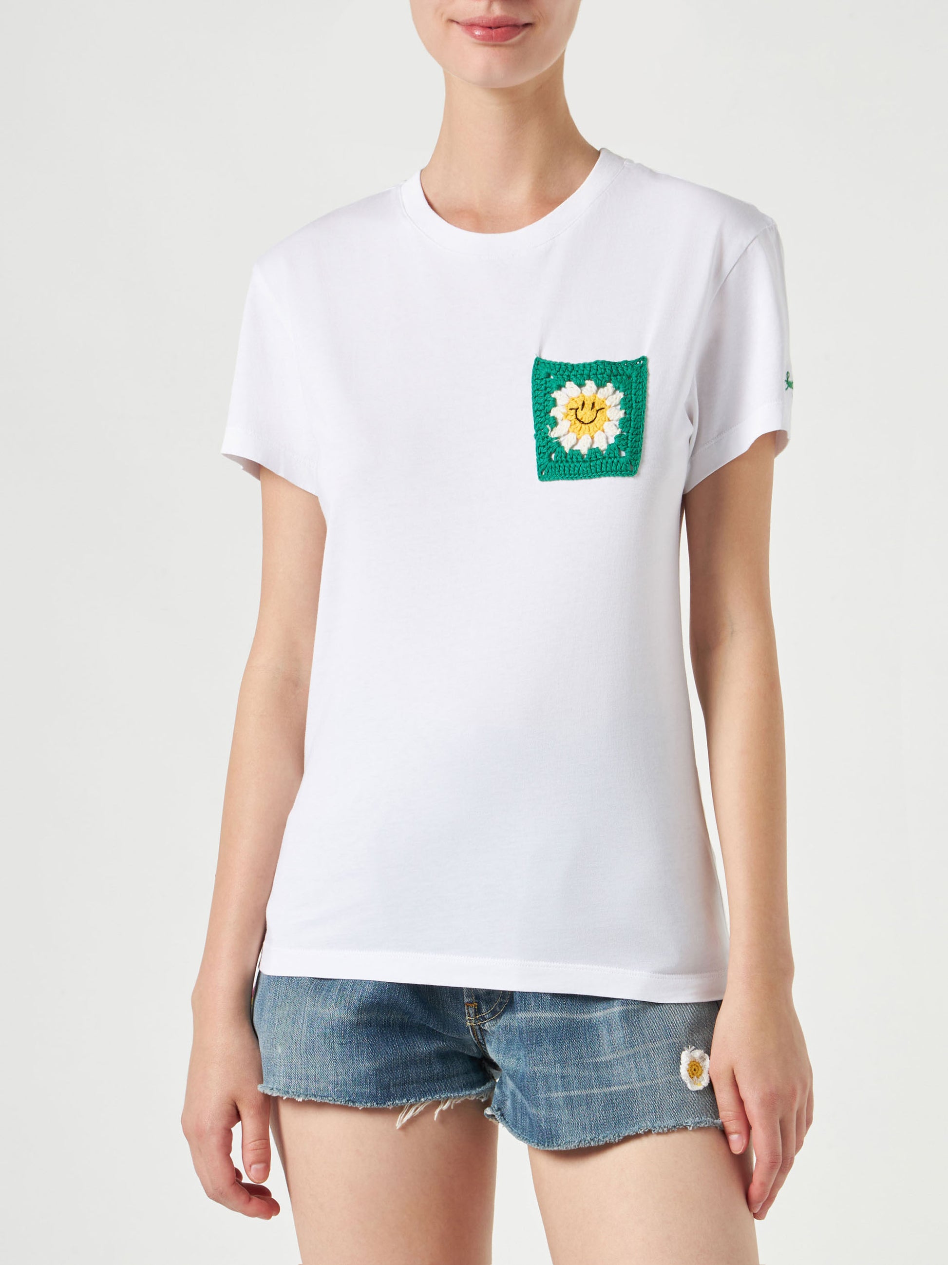 Woman cotton t-shirt with pocket - MC2 Saint Barth