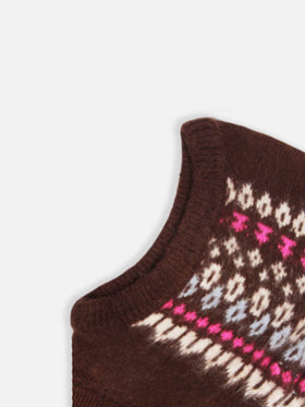 Woman ultra soft brown balaclava with Icelandic pattern - MC2 Saint Barth