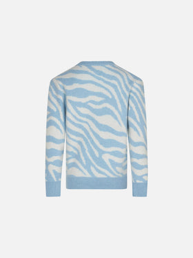 Girl zebra print brushed sweater with Wild Girl embroidery - MC2 Saint Barth