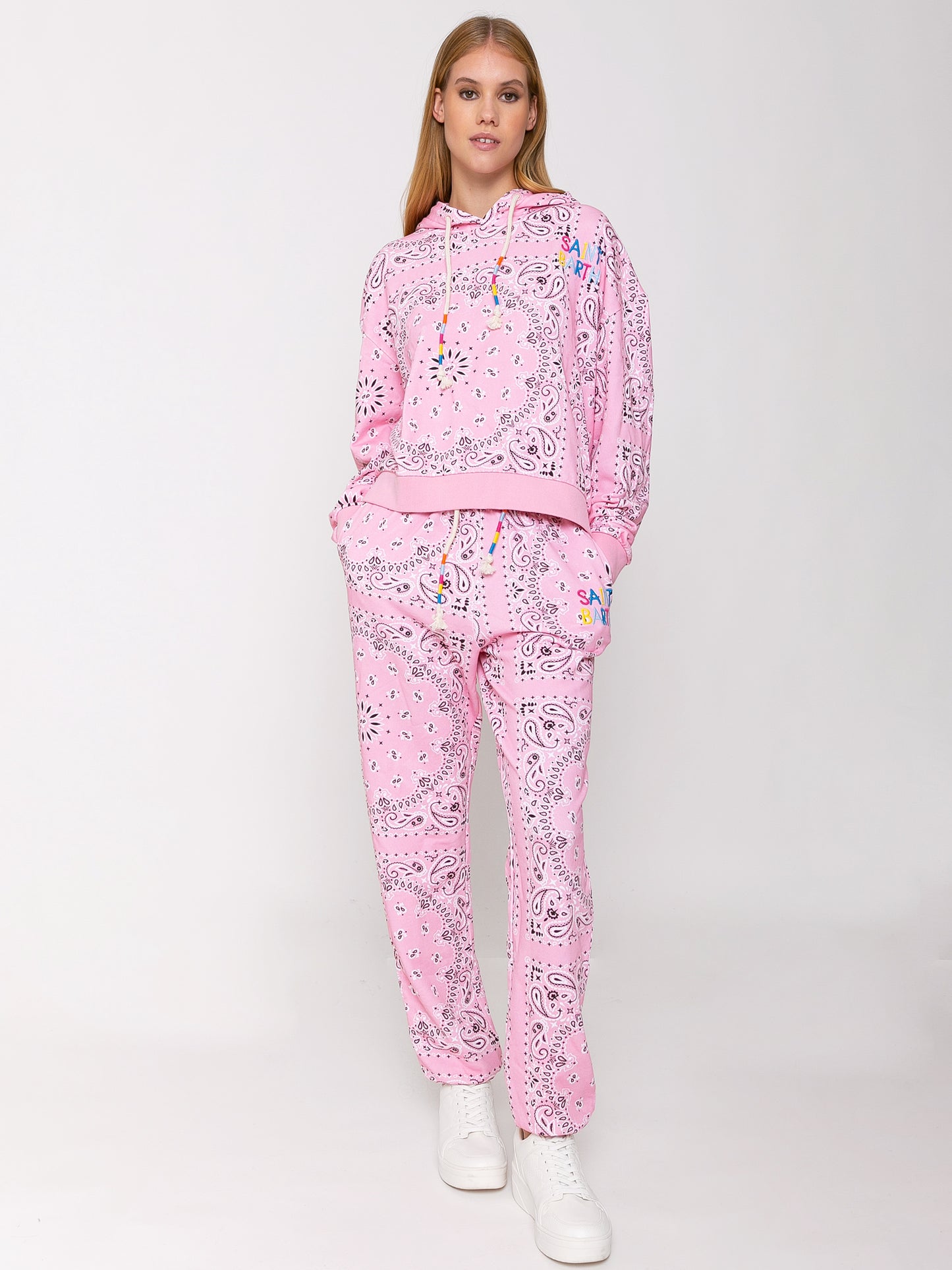 Cotton bandanna joggers with Saint Barth embroidery - MC2 Saint Barth