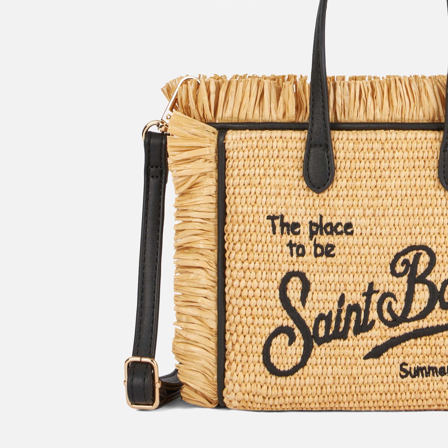 Mini Vanity straw bag with embroidery