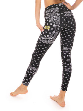 Yoga leggings black bandana all-over print - MC2 Saint Barth
