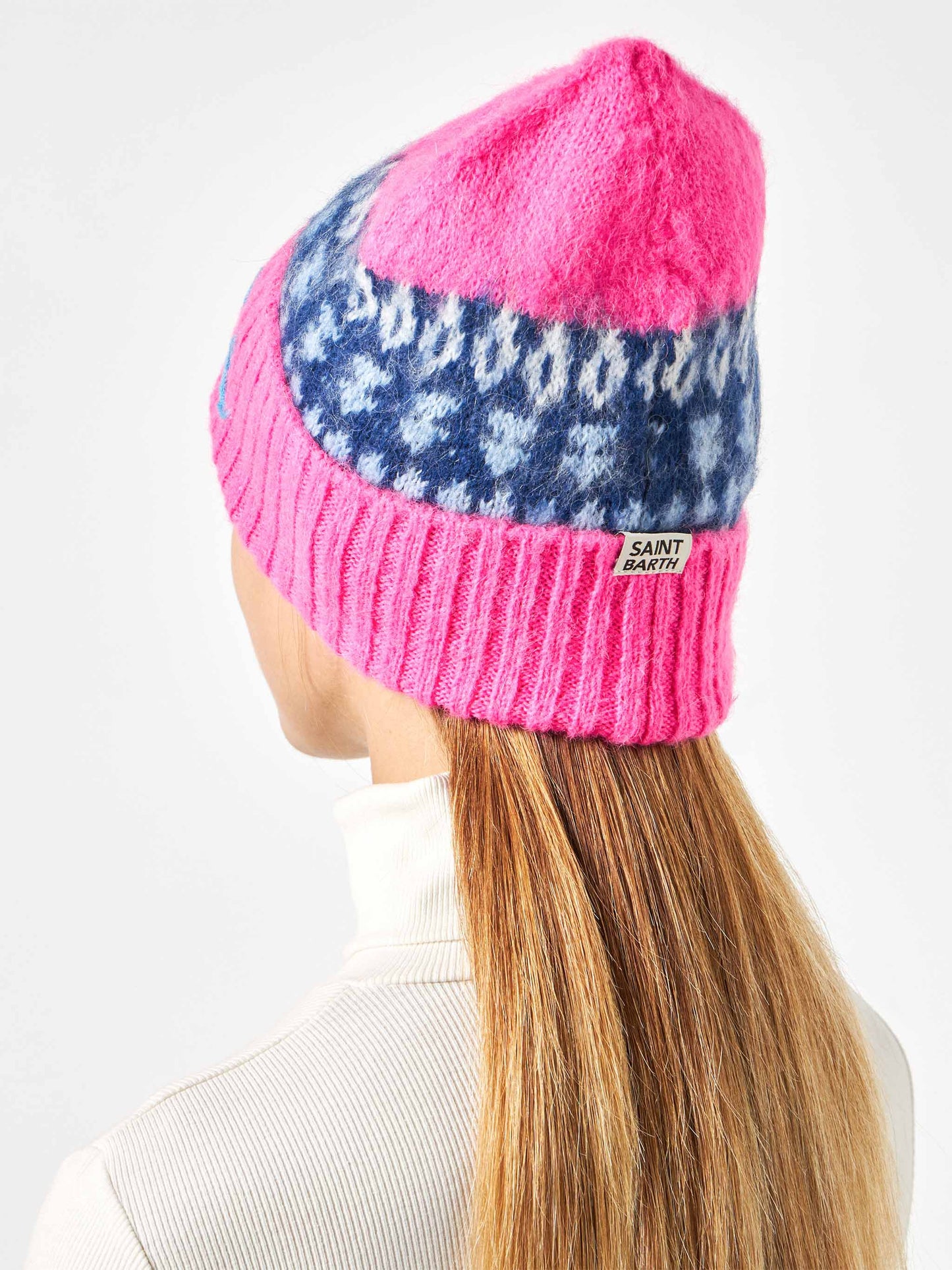 Woman soft beanie with nordic jacquard and embroidery - MC2 Saint Barth