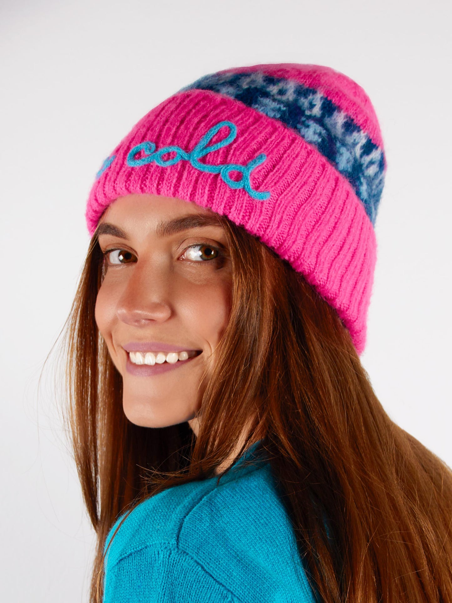 Woman soft beanie with nordic jacquard and embroidery - MC2 Saint Barth
