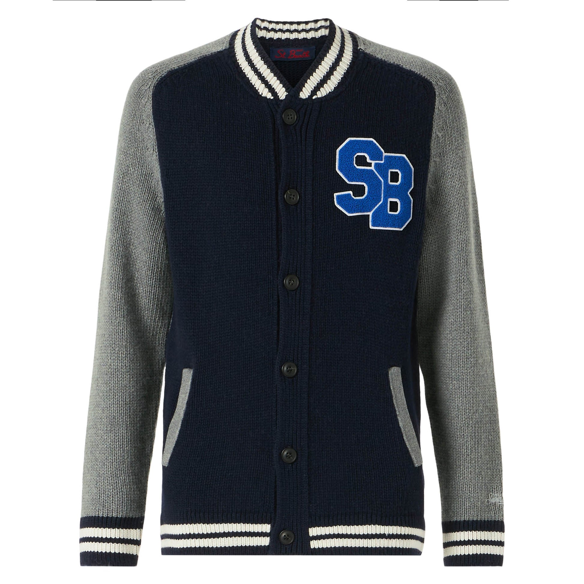 Blue knit bomber college style - MC2 Saint Barth