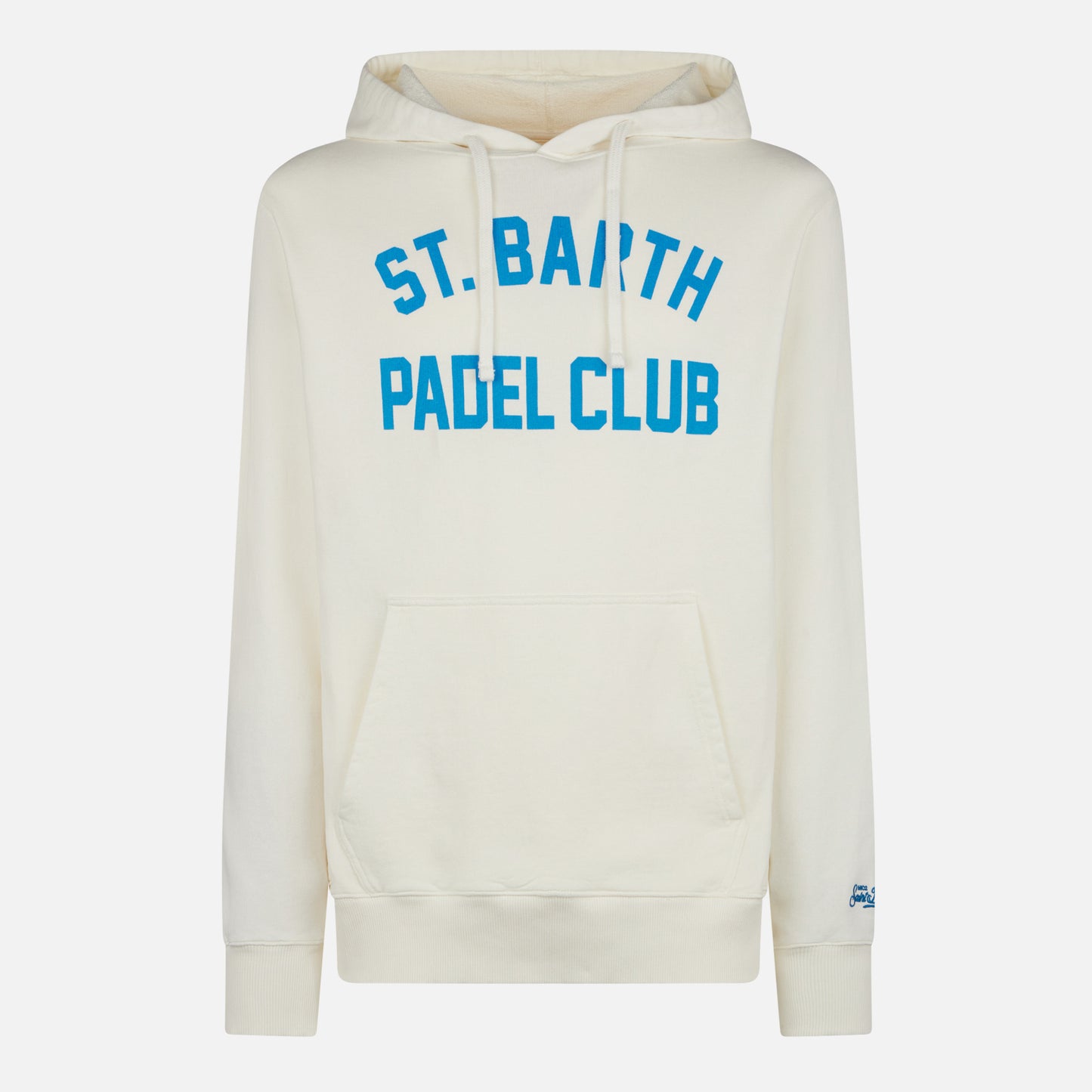 Man cotton hooded white sweatshirt with bluette St. Barth Padel Club print - MC2 Saint Barth