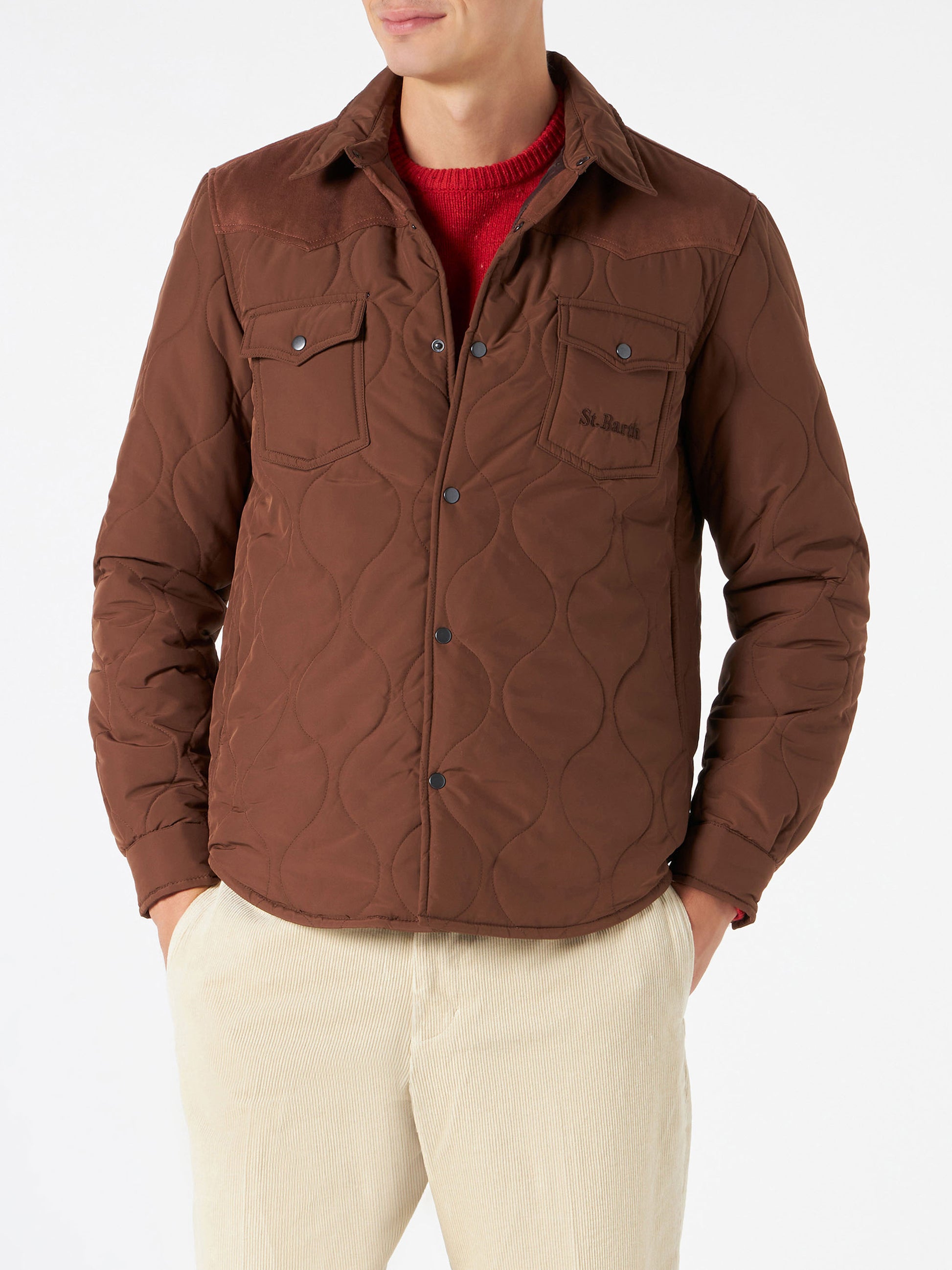 Man brown padded overshirt with patch pockets - MC2 Saint Barth