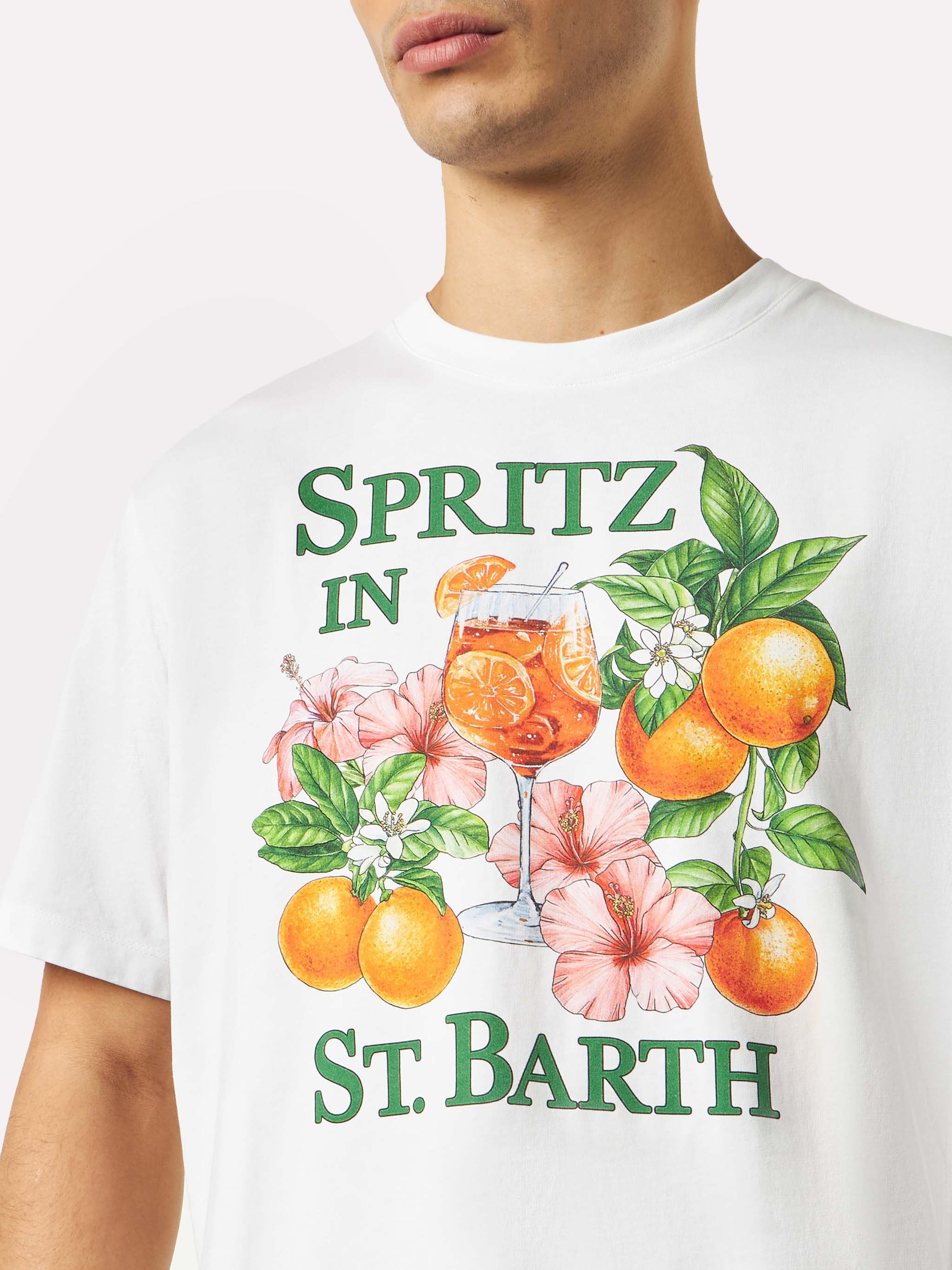 Man cotton t-shirt with colorful print - MC2 Saint Barth