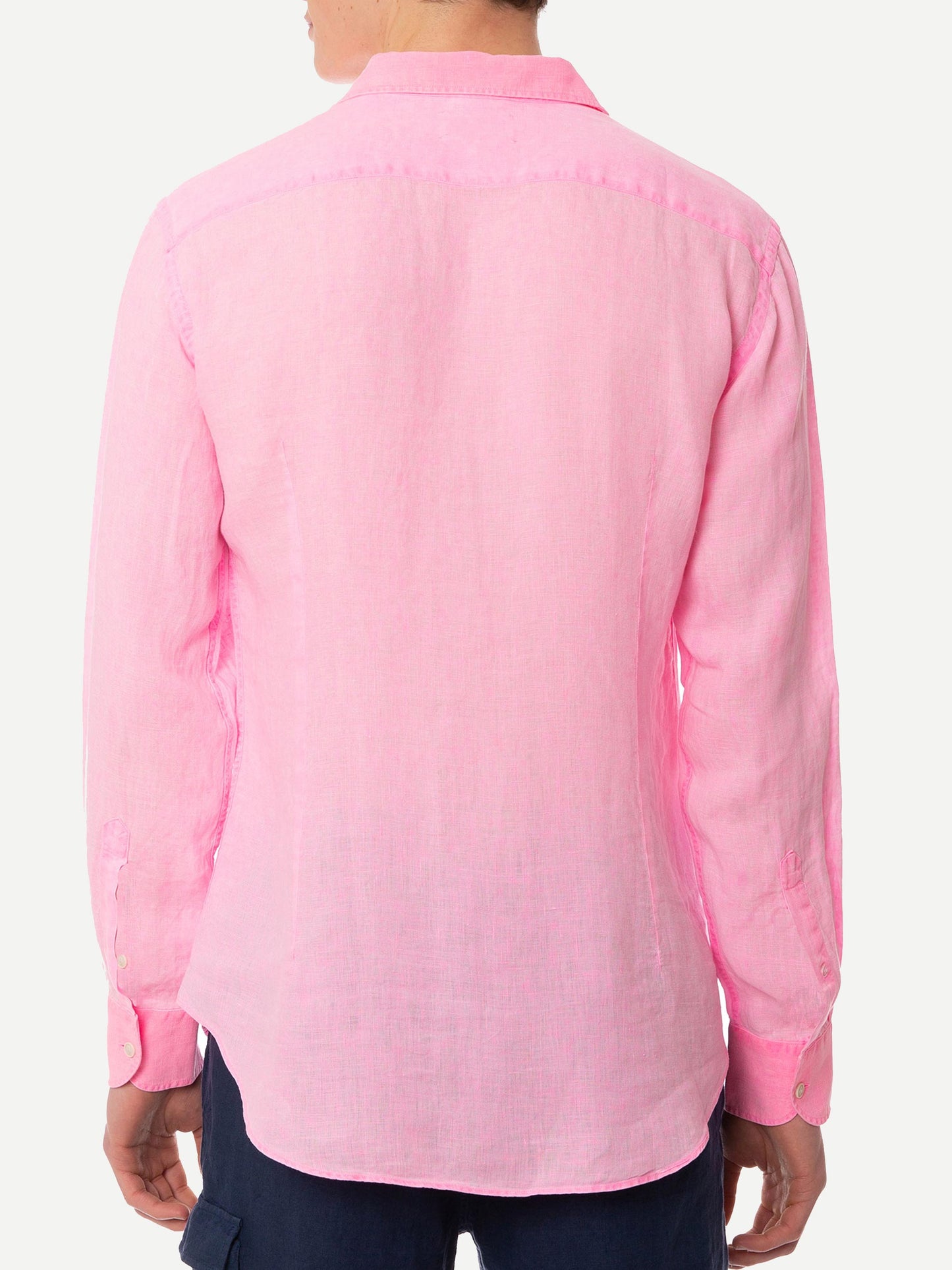 Man water color fluo pink linen Pamplona shirt - MC2 Saint Barth