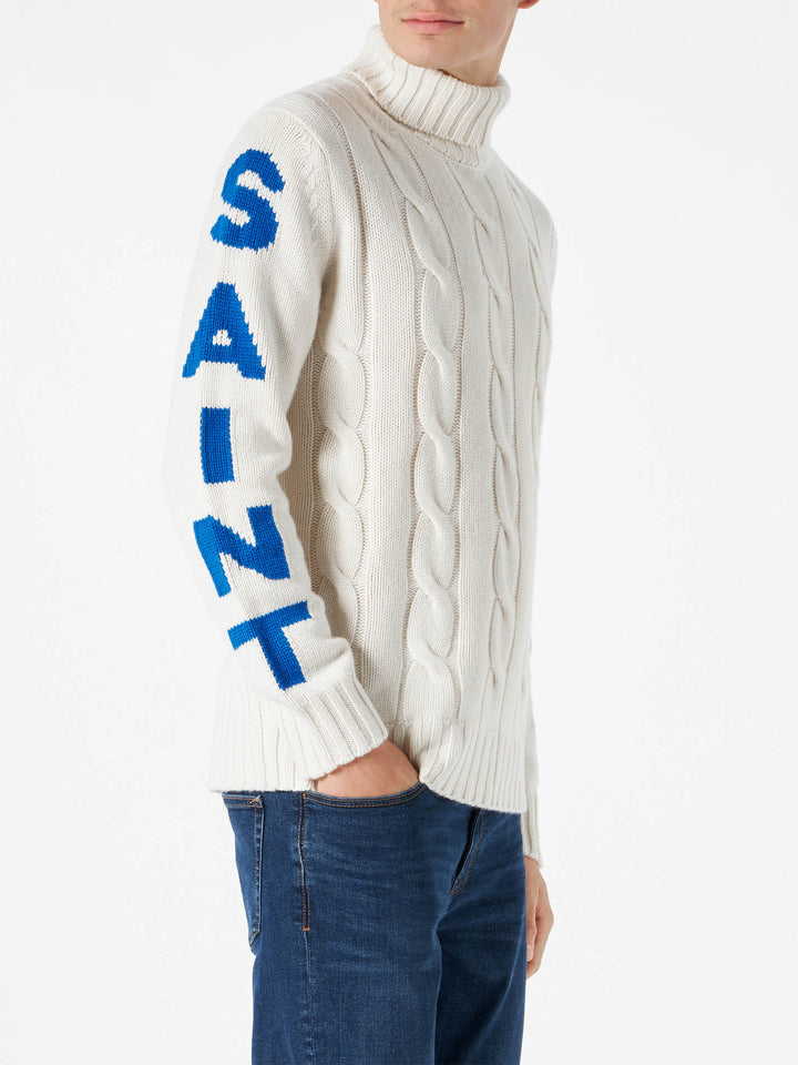 Man turtleneck braided sweater with Saint Moritz print - MC2 Saint Barth