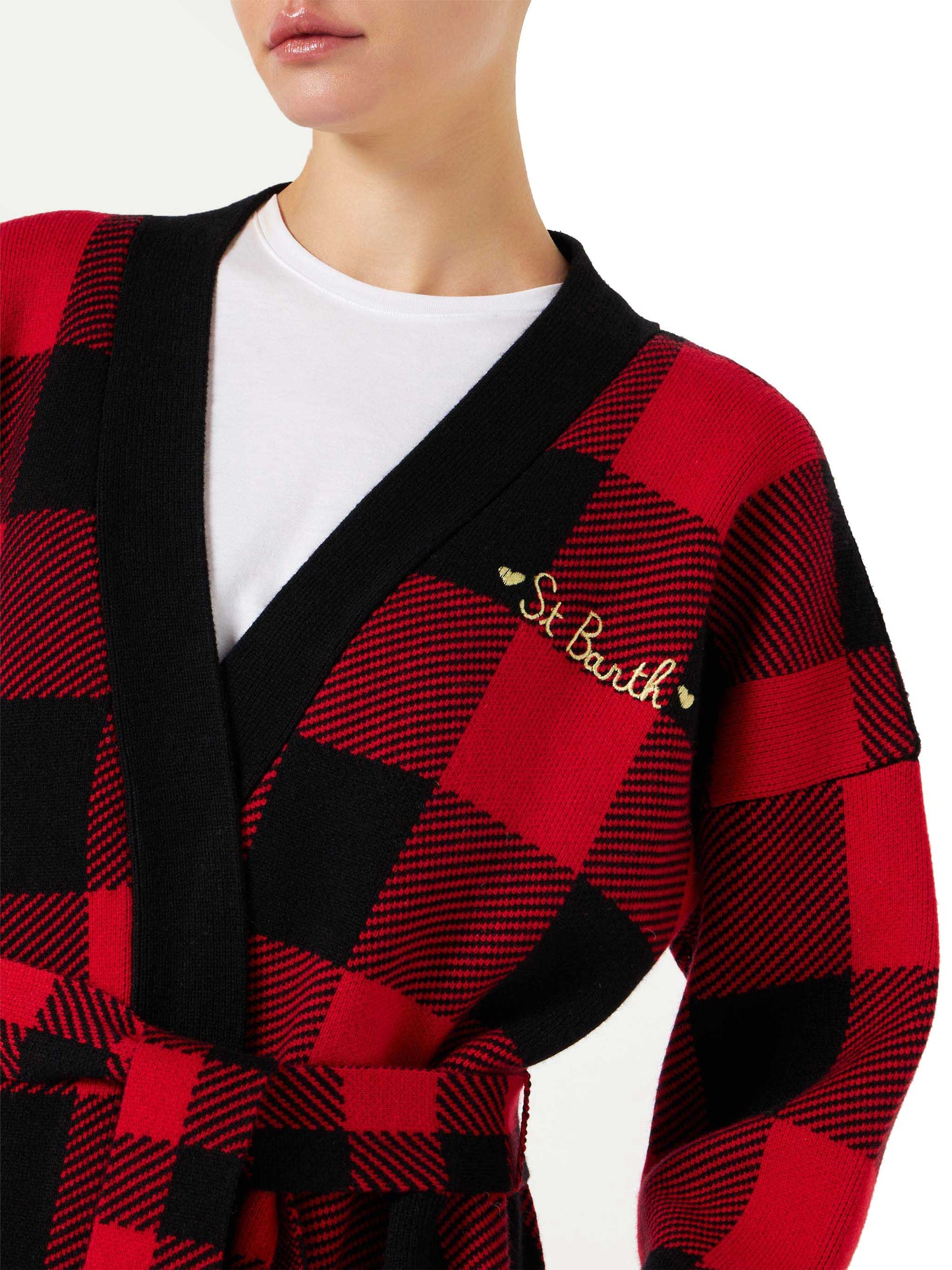 Woman coat with belt and St. Barth embroidery - MC2 Saint Barth