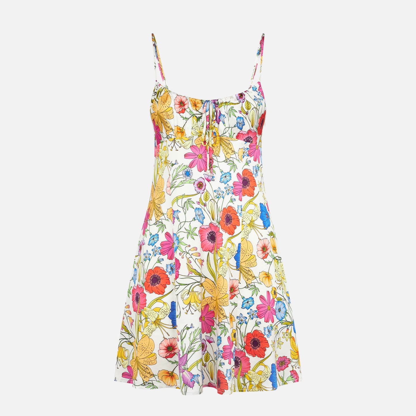 Woman short slip dress Creamy with flower print - MC2 Saint Barth