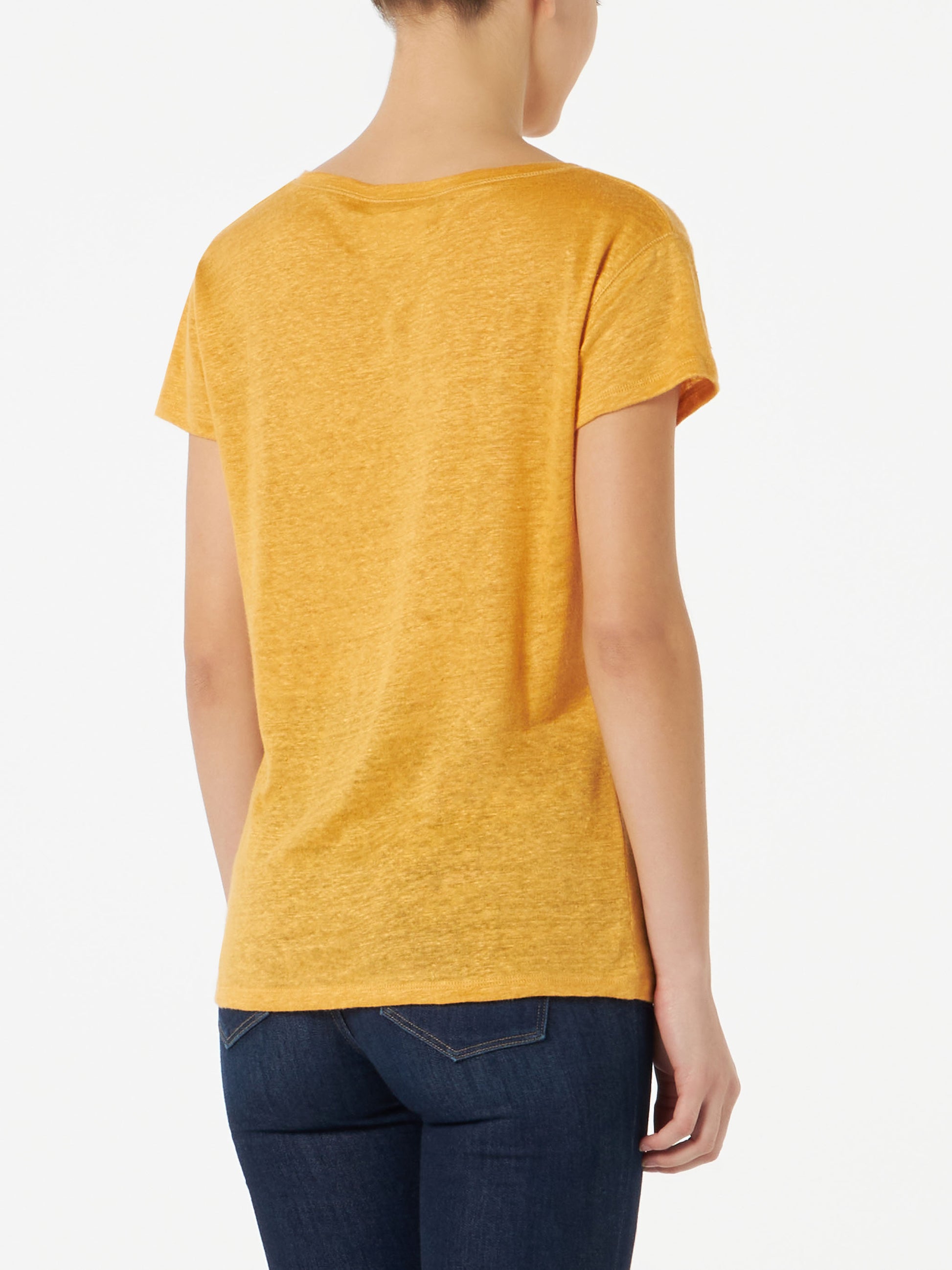 Woman ochre linen t-shirt - MC2 Saint Barth