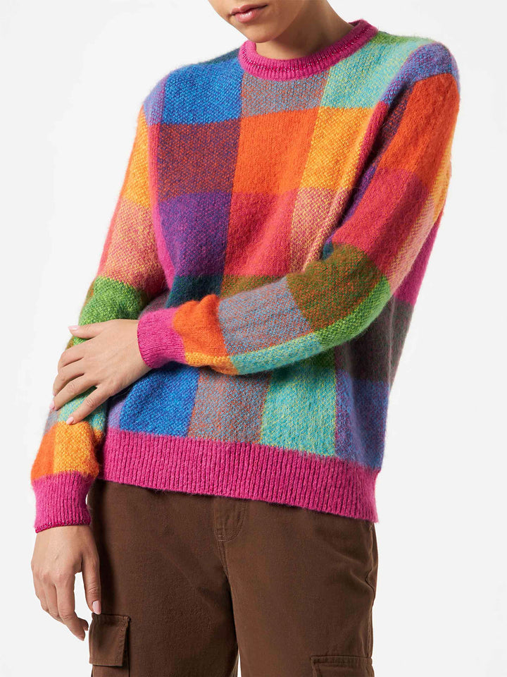 Woman brushed sweater with check pattern - MC2 Saint Barth