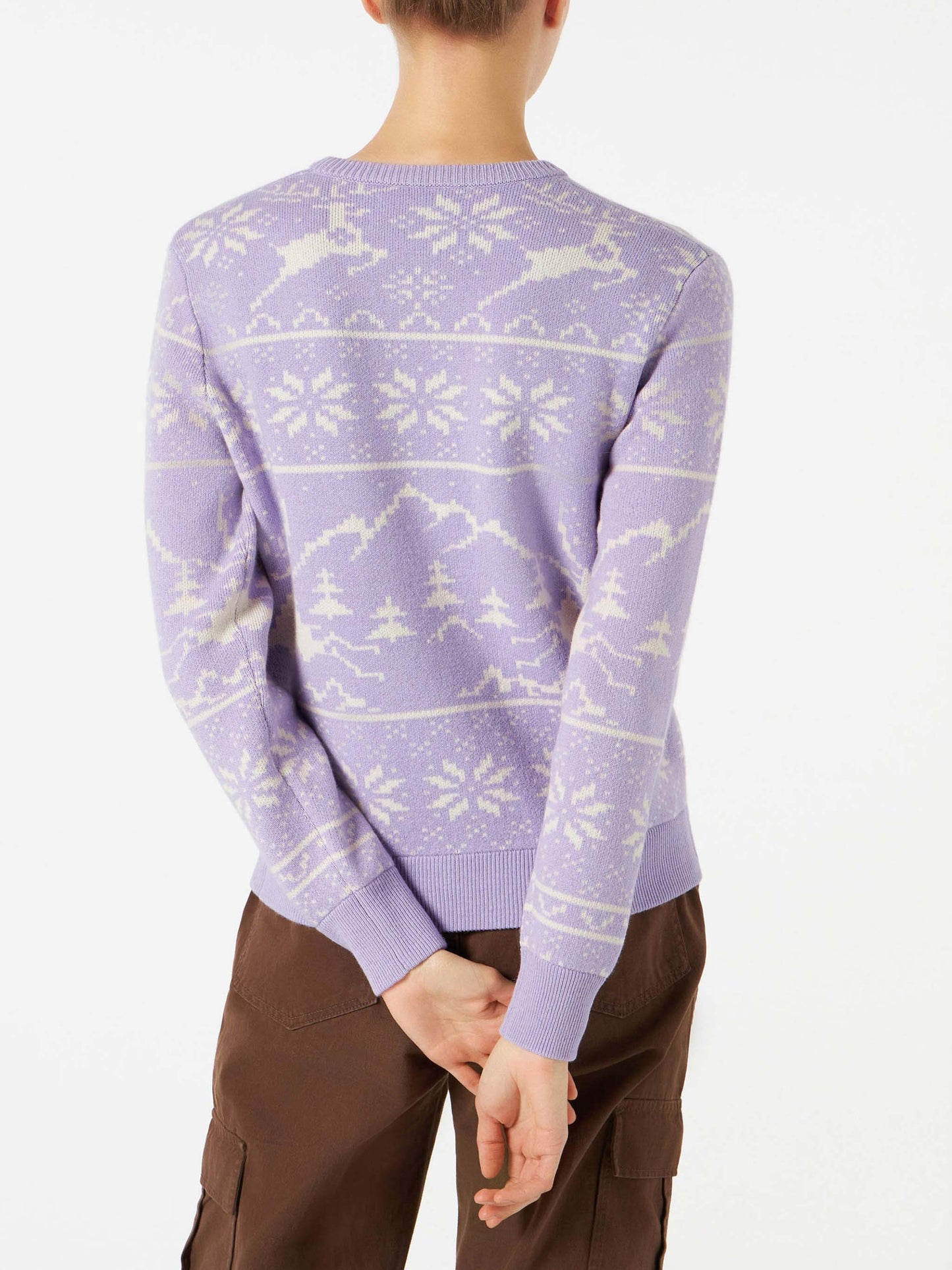 Woman sweater with Norwegian print and Cortina embroidery - MC2 Saint Barth
