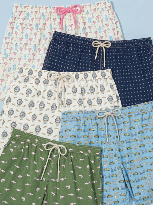 Men Mini Print Swim Shorts