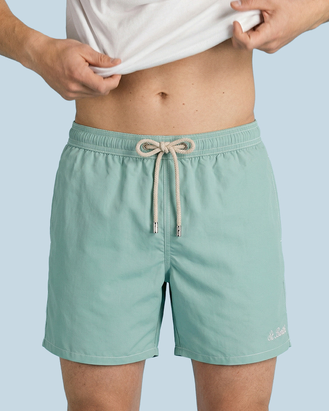 Men Solid Color Swim Shorts