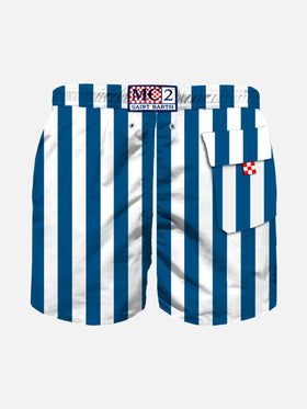 Boy swim shorts with navy blue stripes - MC2 Saint Barth