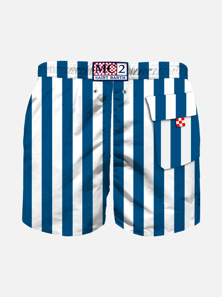 Boy swim shorts with navy blue stripes - MC2 Saint Barth