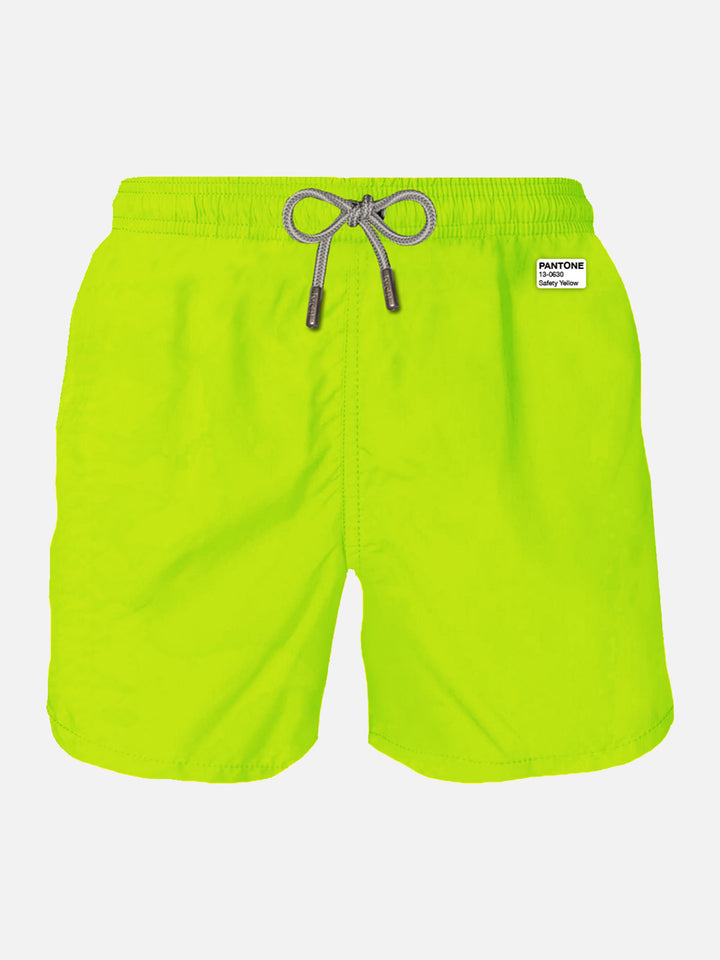 Man fluo yellow lightweight fabric swim shorts | PANTONE® SPECIAL EDITION - MC2 Saint Barth
