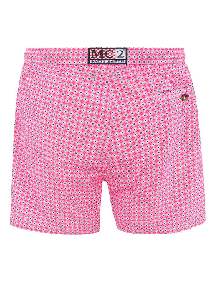 Man lightweight fabric swim-shorts Lighting Micro Fantasy with tie print - MC2 Saint Barth