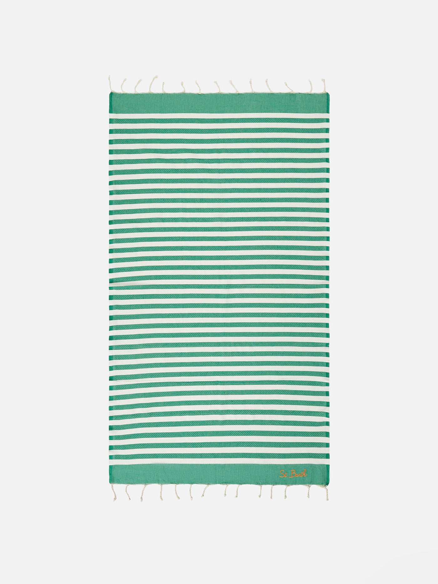 Fouta classic honeycomb with white and green stripes - MC2 Saint Barth