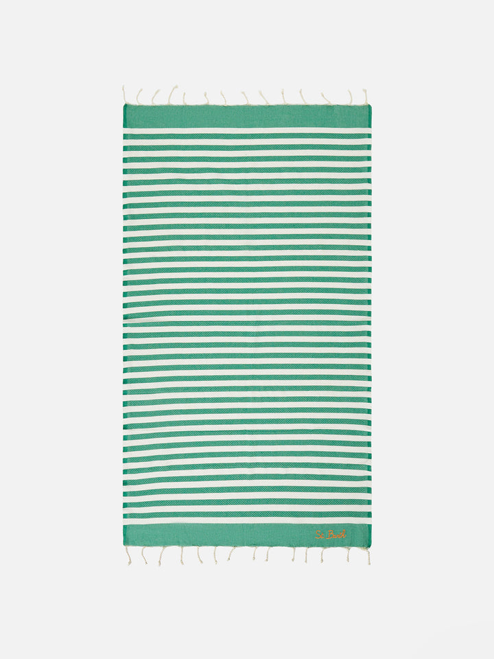 Fouta classic honeycomb with white and green stripes - MC2 Saint Barth