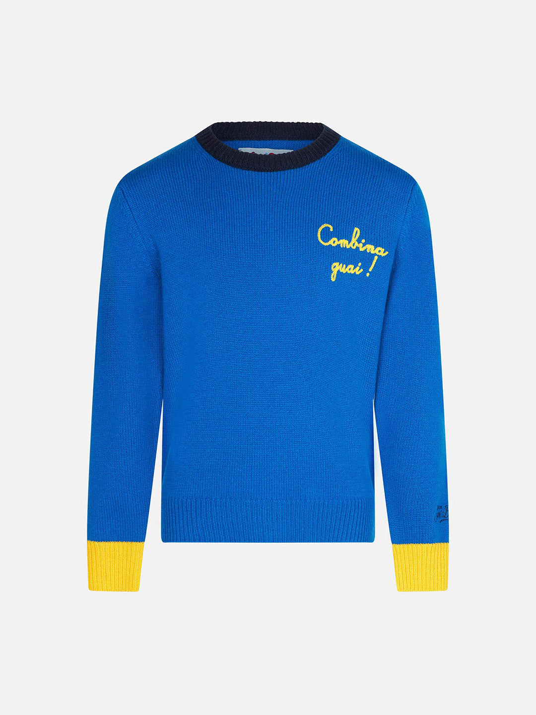 Boy blue crewneck sweater with embroidery - MC2 Saint Barth