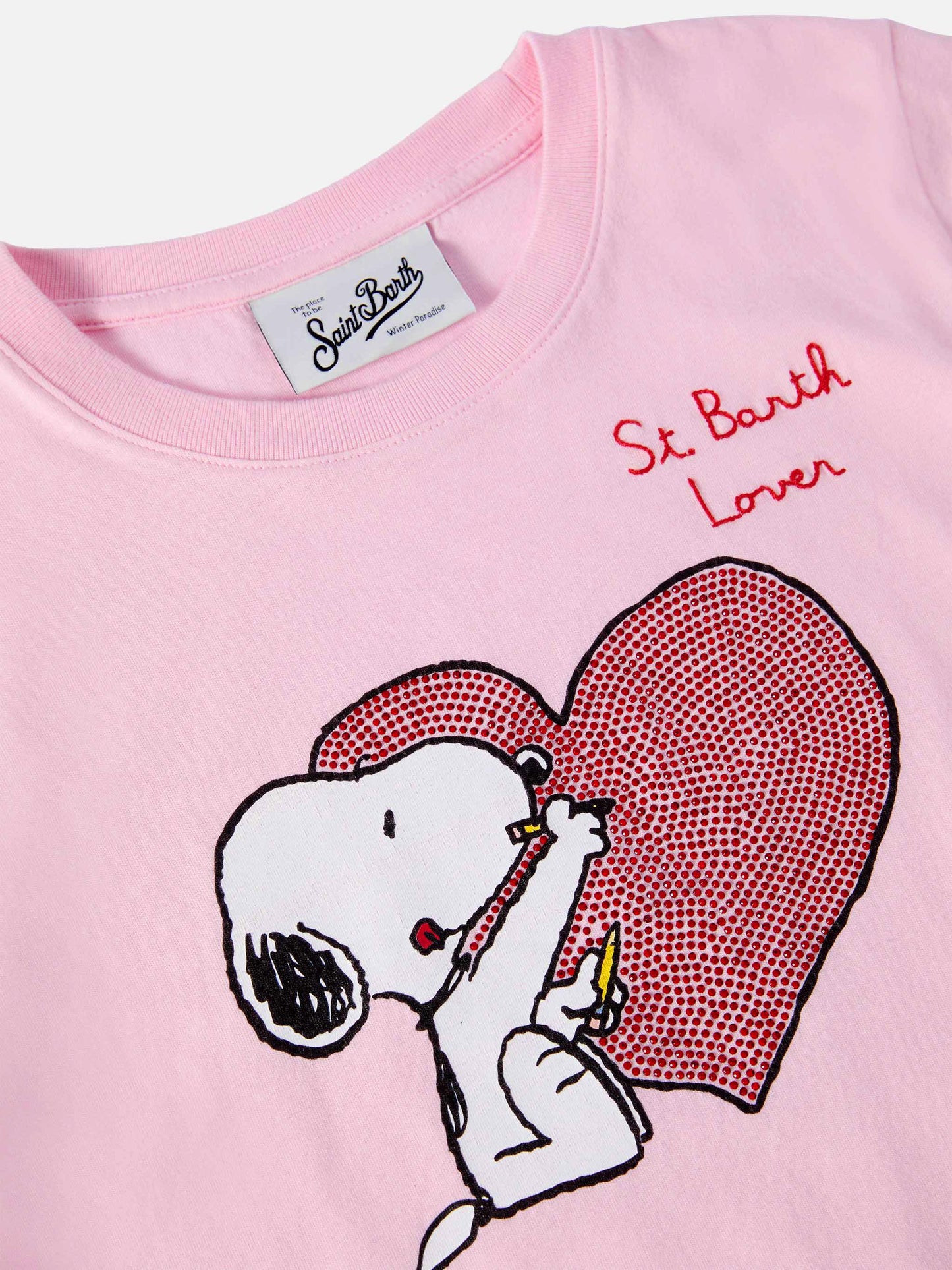 Penny long-sleeve cotton T-shirt in pink with Snoopy print and rhinestone appliqué | PEANUTS SPECIAL EDITION