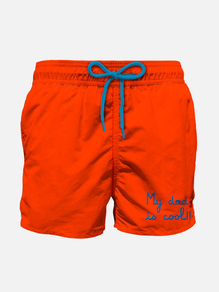 Boy swim shorts with My dad is cool embroidery - MC2 Saint Barth